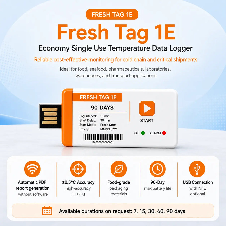 Cool IQ Fresh Tag Economy | Single-Use USB Temperature Data Logger