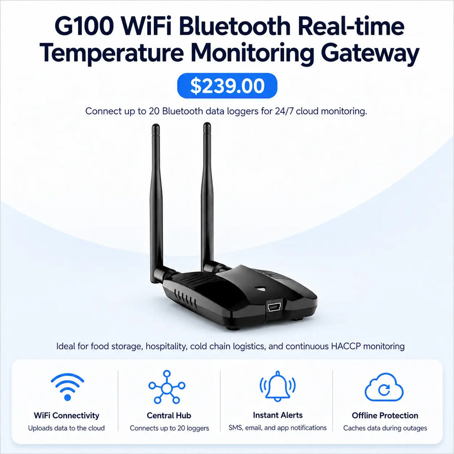 G100 WiFi Bluetooth Real-time Temperature Monitoring Gateway